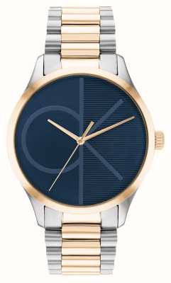 Calvin Klein Uniseks | blauwe ck wijzerplaat | tweekleurige roestvrijstalen armband 25200165