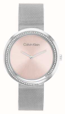 Calvin Klein Dames | roze wijzerplaat | roestvrijstalen mesh-armband 25200149