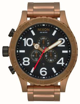 Nixon 51-30 chrono | zwarte chronograaf wijzerplaat | bronzen roestvrijstalen armband A083-5145-00