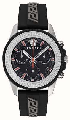 Versace Greca actiechrono | zwarte wijzerplaat | zwarte siliconen band VE3J00222