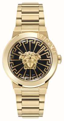 Versace Medusa oneindig | zwarte wijzerplaat | gouden pvd stalen armband VE3F00522