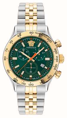 Versace Hellenyium-chrono| groene wijzerplaat | tweekleurige armband VE2U00522