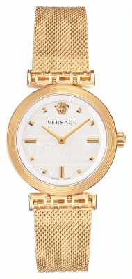 Versace Meanderen | witte wijzerplaat | gouden pvd mesh armband VELW00820