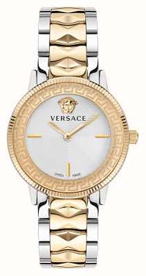 Versace V-tribute | zilveren wijzerplaat | tweekleurige stalen armband VE2P00422