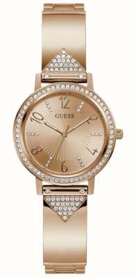 Guess Dames tri-luxe | roségouden wijzerplaat | roségouden roestvrijstalen armband GW0474L3
