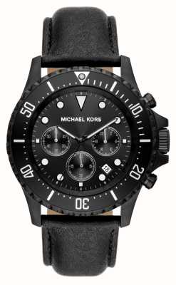 Michael Kors Everest | zwarte chronograaf wijzerplaat | zwarte lederen band MK9053