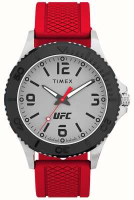 Timex x UFC Gamer zilveren wijzerplaat / rode siliconen TW2V58200