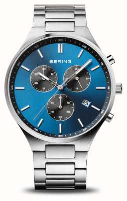 Bering Titan chronograaf | blauwe wijzerplaat | titanium armband 11743-707