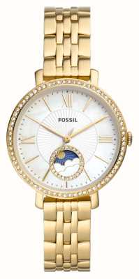 Fossil Jacqueline | witte zon en maan wijzerplaat | gouden roestvrijstalen armband ES5167