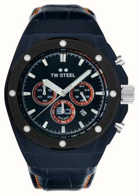 TW Steel Ceo tech world rally kampioenschap chronograaf (44 mm) blauwe wijzerplaat / blauw lederen band CE4110