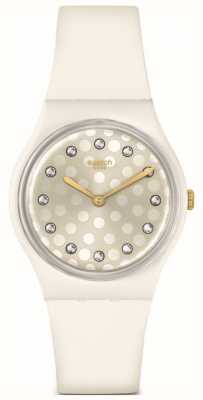 Swatch Biokeramisch sprankelend wit siliconen horloge SO31W109