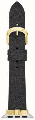 Kate Spade Apple horlogeband (38/40/41mm) zwart glitterleer KSS0144