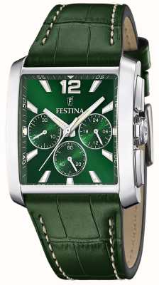 Festina Quartz chronograaf (38mm) groene wijzerplaat / groen leer F20636/3