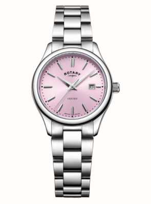 Rotary Oxford dames | roze wijzerplaat | roestvrijstalen armband LB05092/76