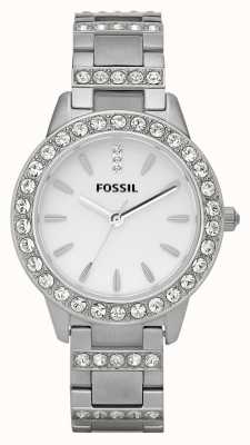 Fossil Dames | witte wijzerplaat | kristallen set | roestvrijstalen armband ES2362