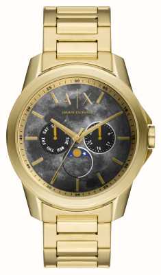 Armani Exchange Heren | grijze wijzerplaat | maanfase | goudkleurige roestvrijstalen armband AX1737