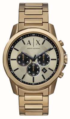 Armani Exchange Heren | gouden chronograaf wijzerplaat | gouden roestvrijstalen armband AX1739
