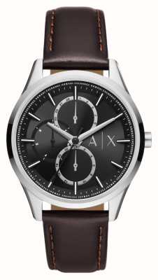 Armani Exchange Heren | zwarte wijzerplaat | bruine lederen band AX1868