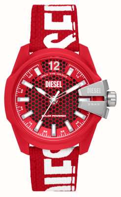 Diesel Babychef | rode en zwarte wijzerplaat | rode gerecyclede oceaan plastic band DZ4619