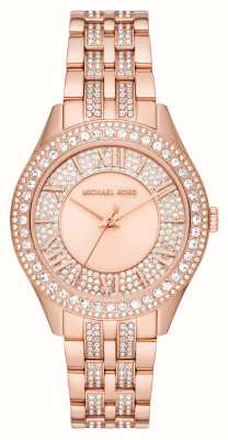 Michael Kors Harlowe voor dames | kristallen wijzerplaat | roségouden roestvrijstalen armband MK4710