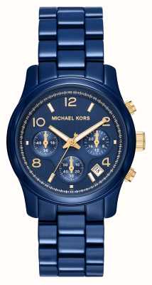 Michael Kors Damesbaan | blauwe chrono wijzerplaat | blauwe roestvrijstalen armband MK7332
