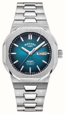 Rotary Regent | blauwe wijzerplaat | roestvrijstalen armband GB05490/73