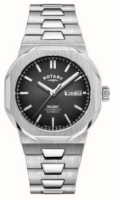 Rotary Regent | zwarte wijzerplaat | roestvrijstalen armband GB05490/04