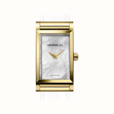 Herbelin Antarès horlogekast - parelmoer wijzerplaat / goud pvd staal - alleen kast H17444P09