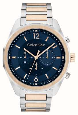 Calvin Klein Kracht van mannen | blauwe chronograaf wijzerplaat | tweekleurige roestvrijstalen armband 25200265