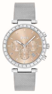 BOSS Andra | gouden wijzerplaat | stalen mesh-armband 1502693