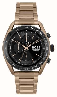 BOSS Centrecourt heren | zwarte chronograaf wijzerplaat | gouden ip-roestvrijstalen armband 1514027