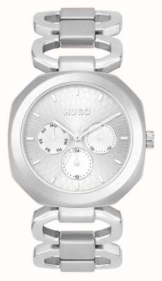 HUGO Vrouwen #intens | zilveren wijzerplaat | roestvrijstalen armband 1540149