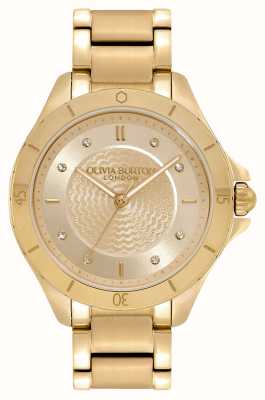 Olivia Burton Sportluxe | gouden guilloché wijzerplaat | pvd gouden armband 24000040