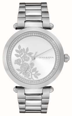 Olivia Burton Handtekening | zilveren bloemen wijzerplaat | roestvrijstalen armband 24000042