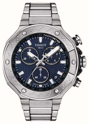 Tissot Heren t-race chronograaf | blauwe wijzerplaat | roestvrijstalen armband T1414171104100