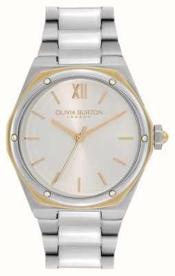 Olivia Burton Sport luxe hexa | witte wijzerplaat | roestvrijstalen armband 24000031