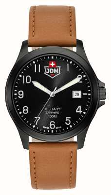 JDM Military Alpha i (40 mm) zwarte wijzerplaat / bruin leer JDM-WG001-04
