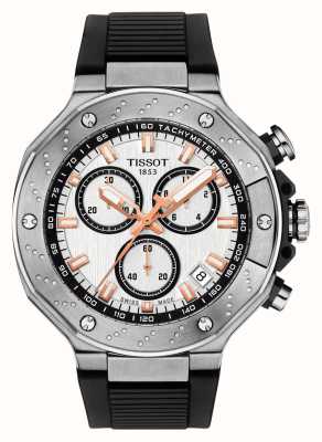 Tissot T-race chronograaf | witte chrono wijzerplaat | zwarte siliconen band T1414171701100