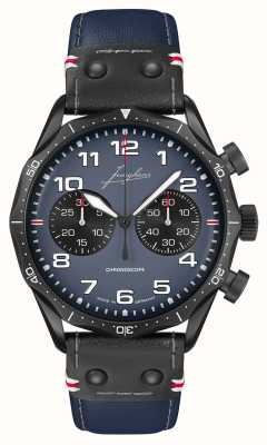 Junghans Limited edition meister pilot chronoscoop marineblauw | blauwe wijzerplaat | blauwe lederen band 27/3396.00