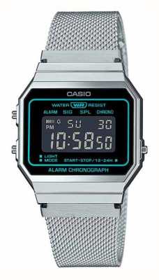 Casio Vintage retro alarmchronograaf / roestvrijstalen armband A700WEMS-1B
