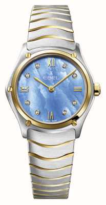 EBEL Sport klassieke dame - 8 diamanten (29 mm) rustige blauwe wijzerplaat / 18k goud en roestvrij staal 1216596