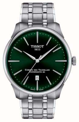Tissot Chemin des tourelles | powermatic 80 | groene wijzerplaat | roestvrijstalen armband T1394071109100