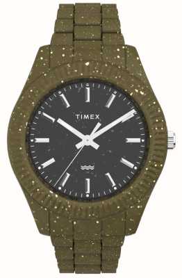 Timex Legacy herenarmband met zwarte wijzerplaat, groen gespikkeld #tide gerecycled oceaanmateriaal TW2V77100