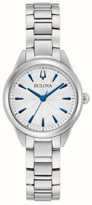 Bulova Dames klassieke sutton zilveren witte wijzerplaat / roestvrijstalen armband 96L285