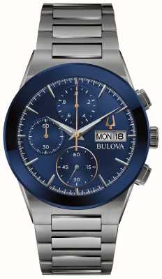 Bulova Heren klassieke millenia blauwe chronograaf wijzerplaat / grijze roestvrij stalen armband 98C143