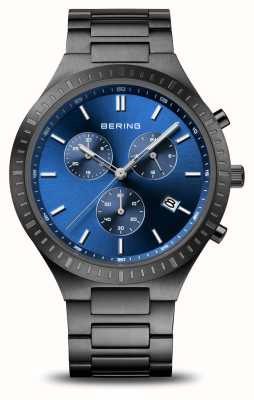 Bering Heren titanium blauwe chronograaf wijzerplaat / zwarte roestvrijstalen armband 11743-727
