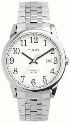 Timex Gemakkelijk afleesbare witte wijzerplaat voor heren / roestvrijstalen uitbreidbare armband TW2V40000