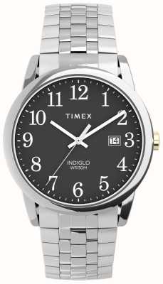 Timex Gemakkelijk afleesbare heren zwarte wijzerplaat / roestvrijstalen uitbreidbare armband TW2V40200