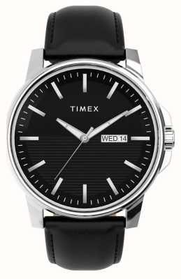 Timex Herenjurk zwarte wijzerplaat zwarte leren band TW2V79300