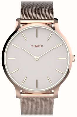 Timex Damestranscend (38 mm) lichtroze wijzerplaat / roségoudkleurige roestvrijstalen armband TW2T73900
